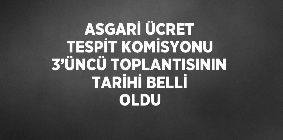 ASGARİ ÜCRET TESPİT KOMİSYONU 3’ÜNCÜ TOPLANTISININ TARİHİ BELLİ OLDU