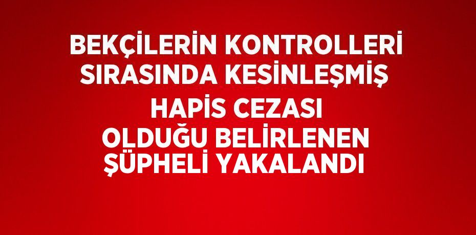 BEKÇİLERİN KONTROLLERİ SIRASINDA KESİNLEŞMİŞ HAPİS CEZASI OLDUĞU BELİRLENEN ŞÜPHELİ YAKALANDI