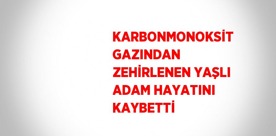 KARBONMONOKSİT GAZINDAN ZEHİRLENEN YAŞLI ADAM HAYATINI KAYBETTİ