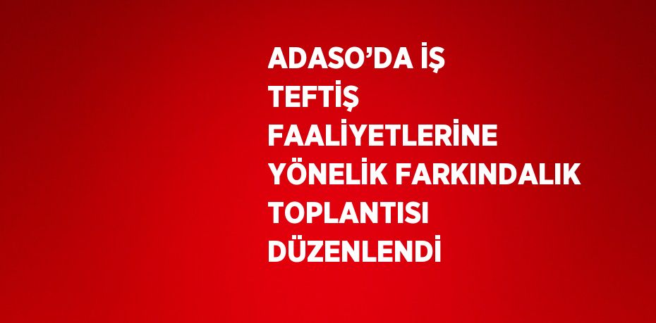 ADASO’DA İŞ TEFTİŞ FAALİYETLERİNE YÖNELİK FARKINDALIK TOPLANTISI DÜZENLENDİ