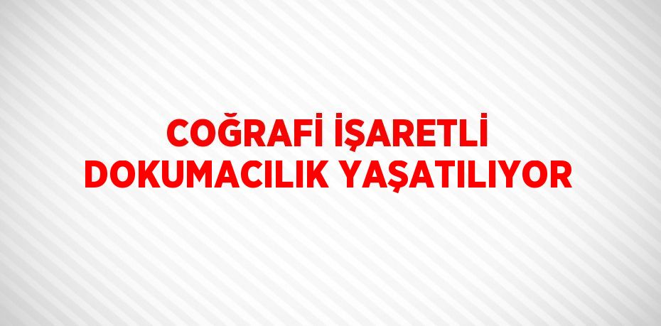 COĞRAFİ İŞARETLİ DOKUMACILIK YAŞATILIYOR