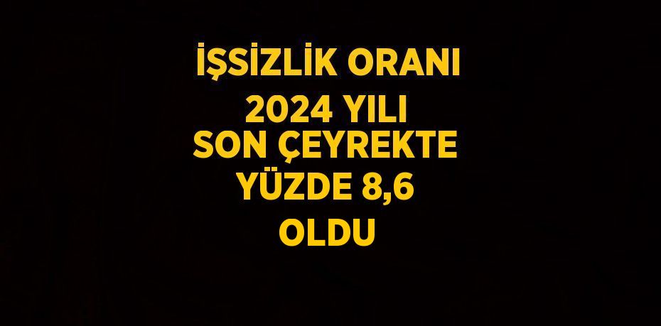 İŞSİZLİK ORANI 2024 YILI SON ÇEYREKTE YÜZDE 8,6 OLDU