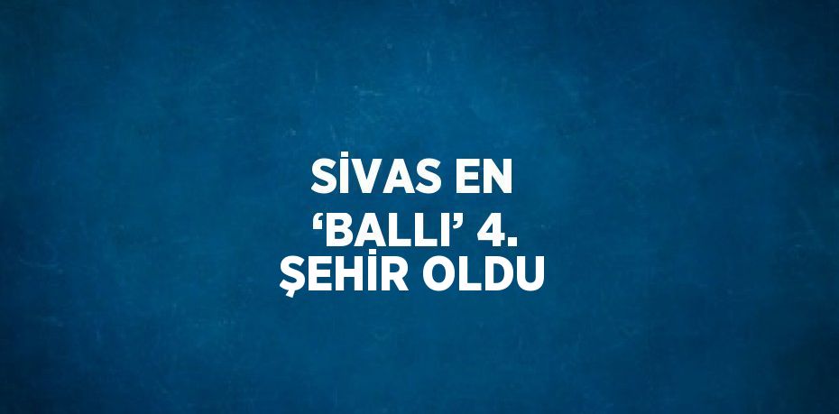 SİVAS EN ‘BALLI’ 4. ŞEHİR OLDU