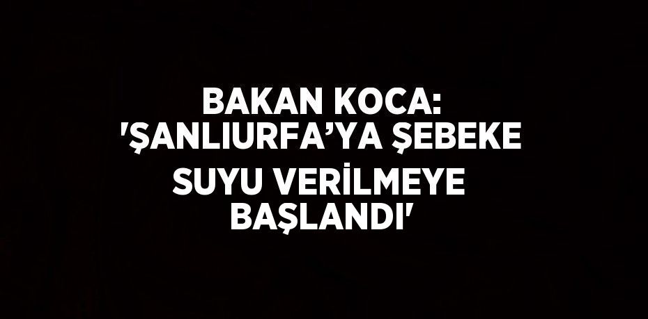 BAKAN KOCA: 'ŞANLIURFA’YA ŞEBEKE SUYU VERİLMEYE BAŞLANDI'