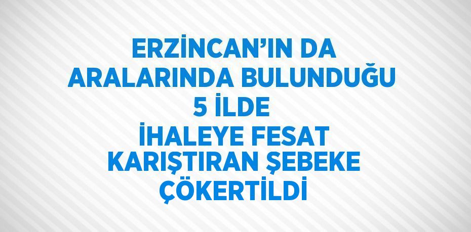 ERZİNCAN’IN DA ARALARINDA BULUNDUĞU 5 İLDE İHALEYE FESAT KARIŞTIRAN ŞEBEKE ÇÖKERTİLDİ