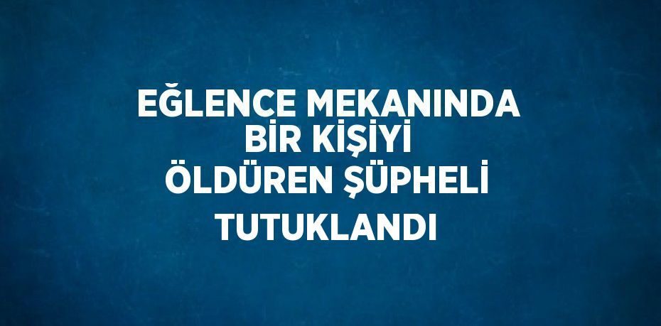 EĞLENCE MEKANINDA BİR KİŞİYİ ÖLDÜREN ŞÜPHELİ TUTUKLANDI