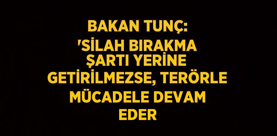 BAKAN TUNÇ: 'SİLAH BIRAKMA ŞARTI YERİNE GETİRİLMEZSE, TERÖRLE MÜCADELE DEVAM EDER