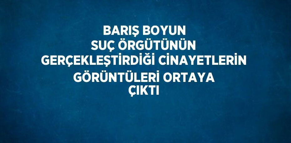 BARIŞ BOYUN SUÇ ÖRGÜTÜNÜN GERÇEKLEŞTİRDİĞİ CİNAYETLERİN GÖRÜNTÜLERİ ORTAYA ÇIKTI