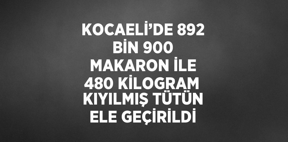 KOCAELİ’DE 892 BİN 900 MAKARON İLE 480 KİLOGRAM KIYILMIŞ TÜTÜN ELE GEÇİRİLDİ