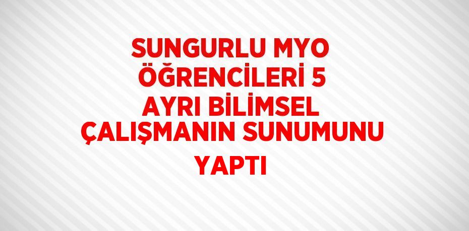 SUNGURLU MYO ÖĞRENCİLERİ 5 AYRI BİLİMSEL ÇALIŞMANIN SUNUMUNU YAPTI