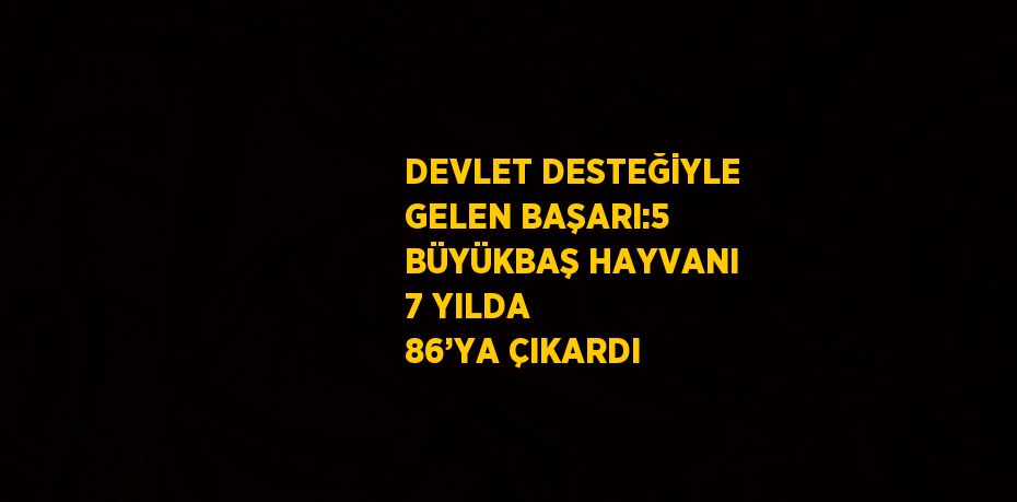 DEVLET DESTEĞİYLE GELEN BAŞARI:5 BÜYÜKBAŞ HAYVANI 7 YILDA 86’YA ÇIKARDI