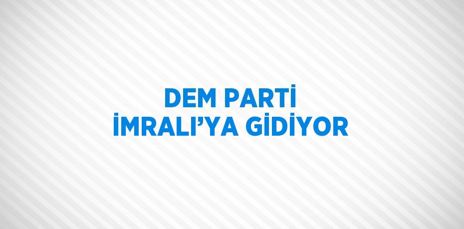 DEM PARTİ İMRALI’YA GİDİYOR