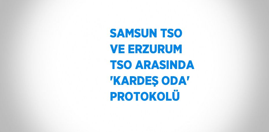 SAMSUN TSO VE ERZURUM TSO ARASINDA 'KARDEŞ ODA' PROTOKOLÜ