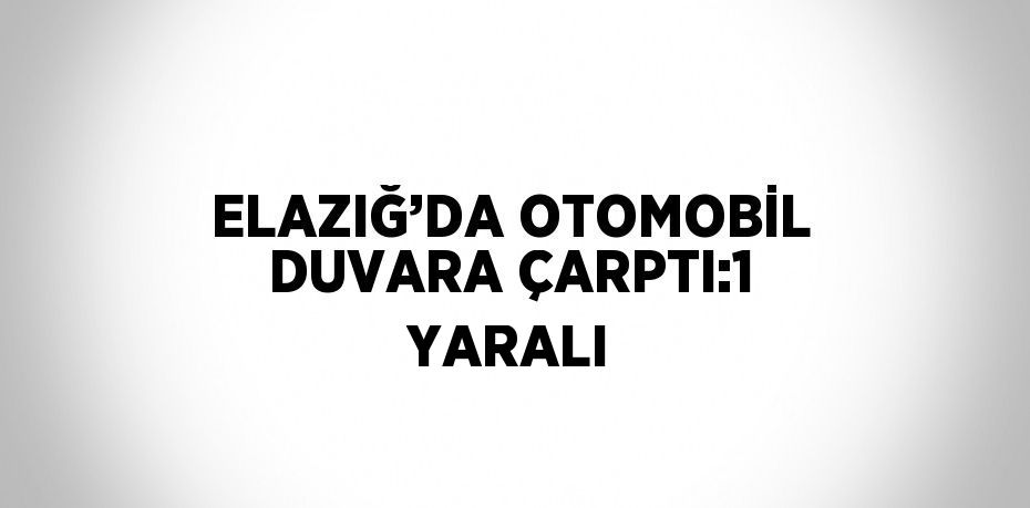 ELAZIĞ’DA OTOMOBİL DUVARA ÇARPTI:1 YARALI