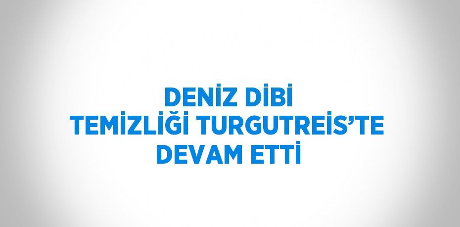 DENİZ DİBİ TEMİZLİĞİ TURGUTREİS’TE DEVAM ETTİ
