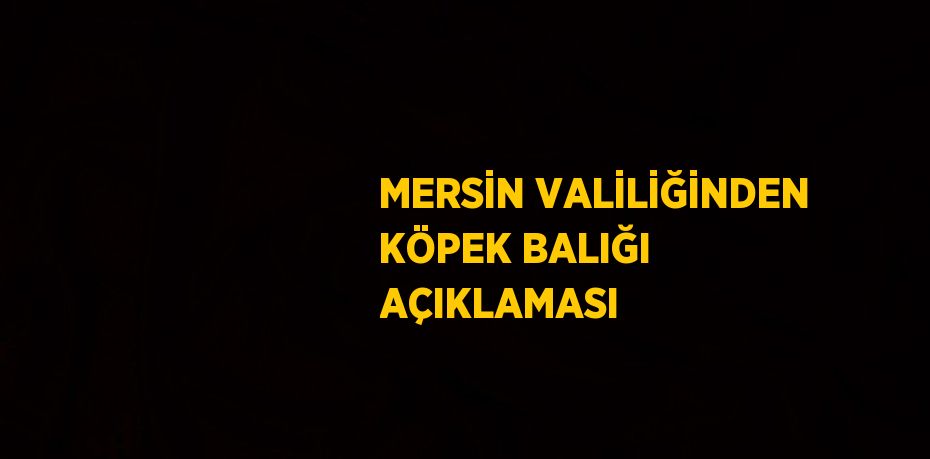 MERSİN VALİLİĞİNDEN KÖPEK BALIĞI AÇIKLAMASI