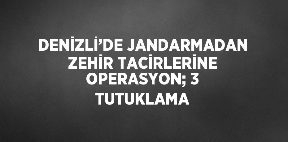 DENİZLİ’DE JANDARMADAN ZEHİR TACİRLERİNE OPERASYON; 3 TUTUKLAMA