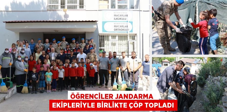 Öğrenciler Jandarma  ekipleriyle birlikte çöp topladı