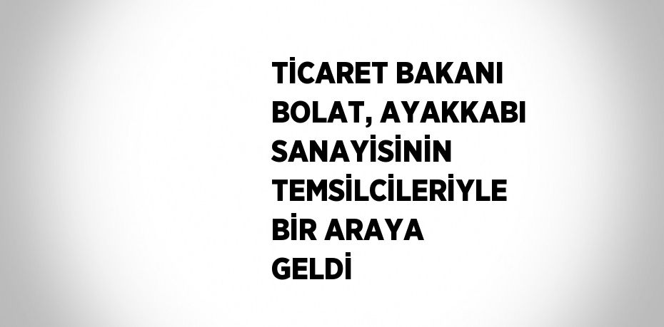 TİCARET BAKANI BOLAT, AYAKKABI SANAYİSİNİN TEMSİLCİLERİYLE BİR ARAYA GELDİ