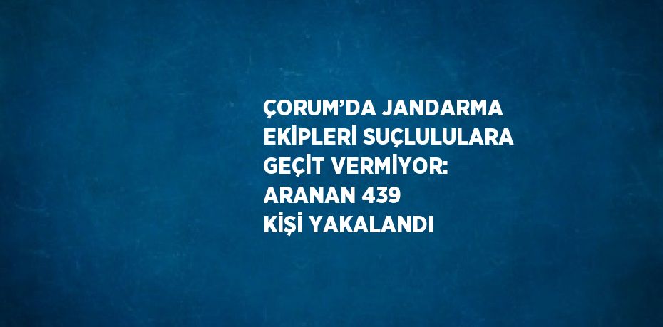 ÇORUM’DA JANDARMA EKİPLERİ SUÇLULULARA GEÇİT VERMİYOR: ARANAN 439 KİŞİ YAKALANDI