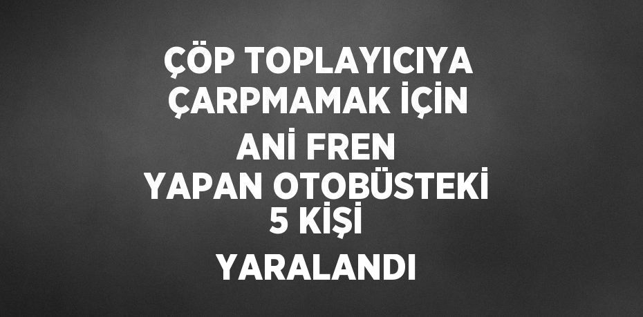 ÇÖP TOPLAYICIYA ÇARPMAMAK İÇİN ANİ FREN YAPAN OTOBÜSTEKİ 5 KİŞİ YARALANDI