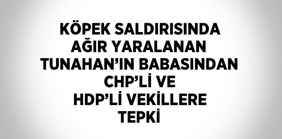 KÖPEK SALDIRISINDA AĞIR YARALANAN TUNAHAN’IN BABASINDAN CHP’Lİ VE HDP’Lİ VEKİLLERE TEPKİ