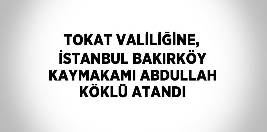 TOKAT VALİLİĞİNE, İSTANBUL BAKIRKÖY KAYMAKAMI ABDULLAH KÖKLÜ ATANDI