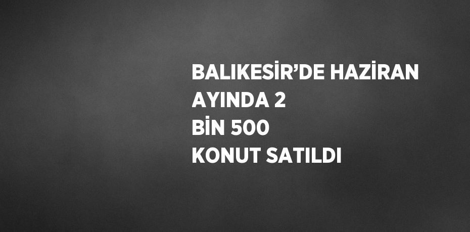 BALIKESİR’DE HAZİRAN AYINDA 2 BİN 500 KONUT SATILDI