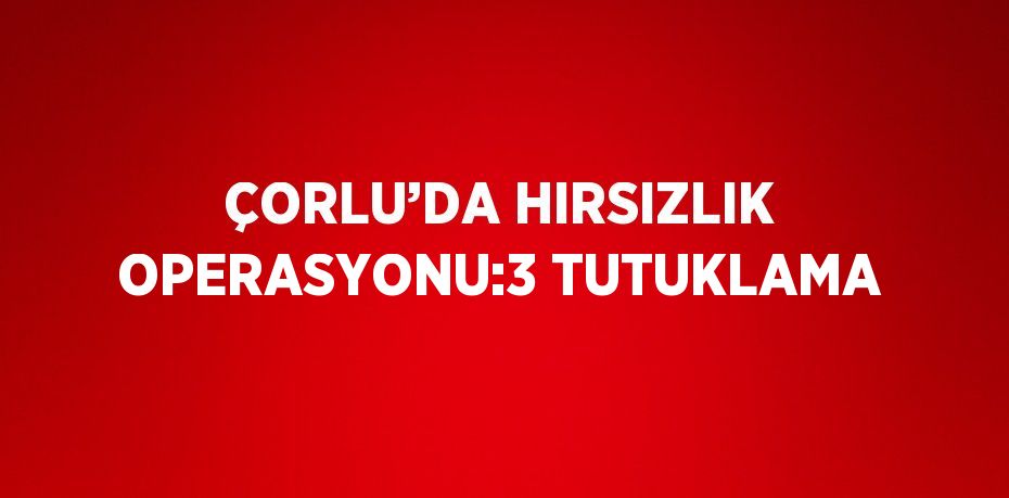 ÇORLU’DA HIRSIZLIK OPERASYONU:3 TUTUKLAMA