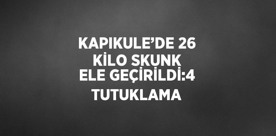 KAPIKULE’DE 26 KİLO SKUNK ELE GEÇİRİLDİ:4 TUTUKLAMA