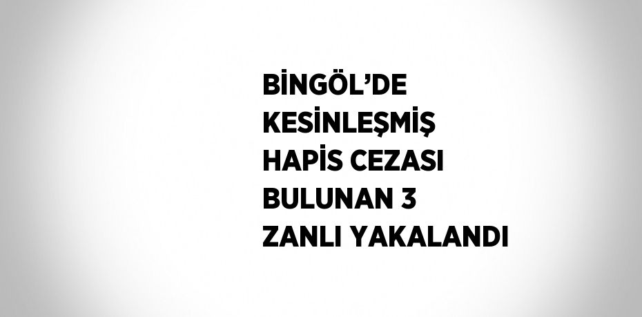 BİNGÖL’DE KESİNLEŞMİŞ HAPİS CEZASI BULUNAN 3 ZANLI YAKALANDI
