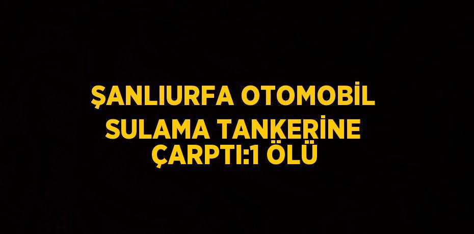 ŞANLIURFA OTOMOBİL SULAMA TANKERİNE ÇARPTI:1 ÖLÜ