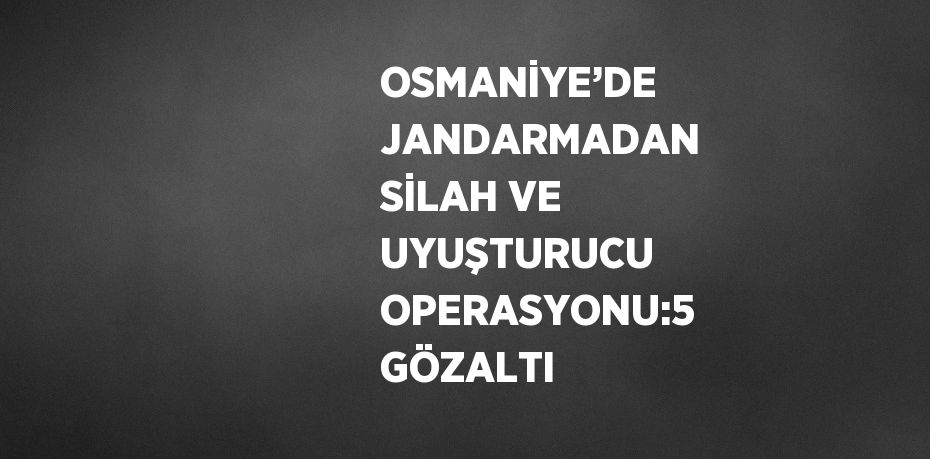 OSMANİYE’DE JANDARMADAN SİLAH VE UYUŞTURUCU OPERASYONU:5 GÖZALTI