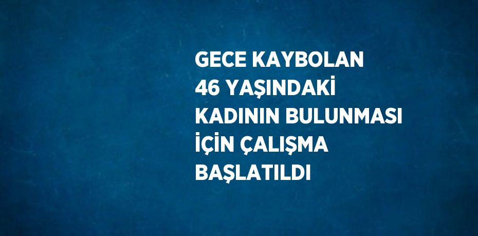 GECE KAYBOLAN 46 YAŞINDAKİ KADININ BULUNMASI İÇİN ÇALIŞMA BAŞLATILDI