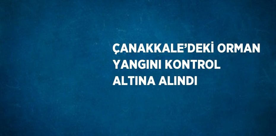 ÇANAKKALE’DEKİ ORMAN YANGINI KONTROL ALTINA ALINDI