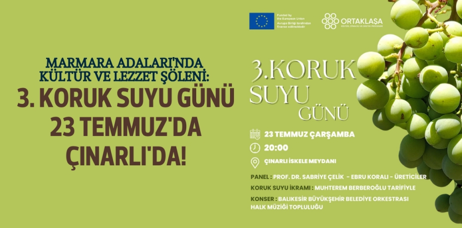 Marmara Adaları'nda Kültür ve Lezzet Şöleni: 3. Koruk Suyu Günü 23 Temmuz'da Çınarlı'da!