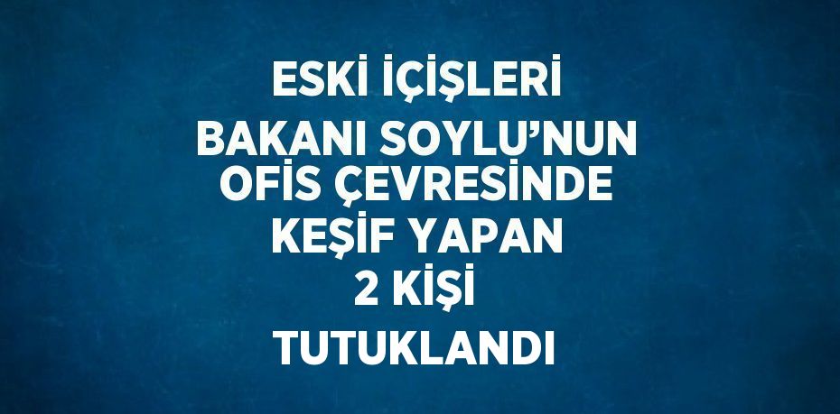 ESKİ İÇİŞLERİ BAKANI SOYLU’NUN OFİS ÇEVRESİNDE KEŞİF YAPAN 2 KİŞİ TUTUKLANDI