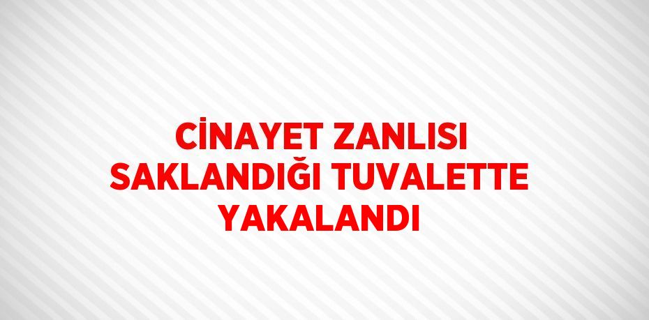 CİNAYET ZANLISI SAKLANDIĞI TUVALETTE YAKALANDI