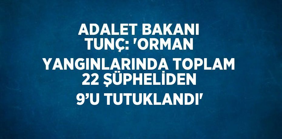 ADALET BAKANI TUNÇ: 'ORMAN YANGINLARINDA TOPLAM 22 ŞÜPHELİDEN 9’U TUTUKLANDI'