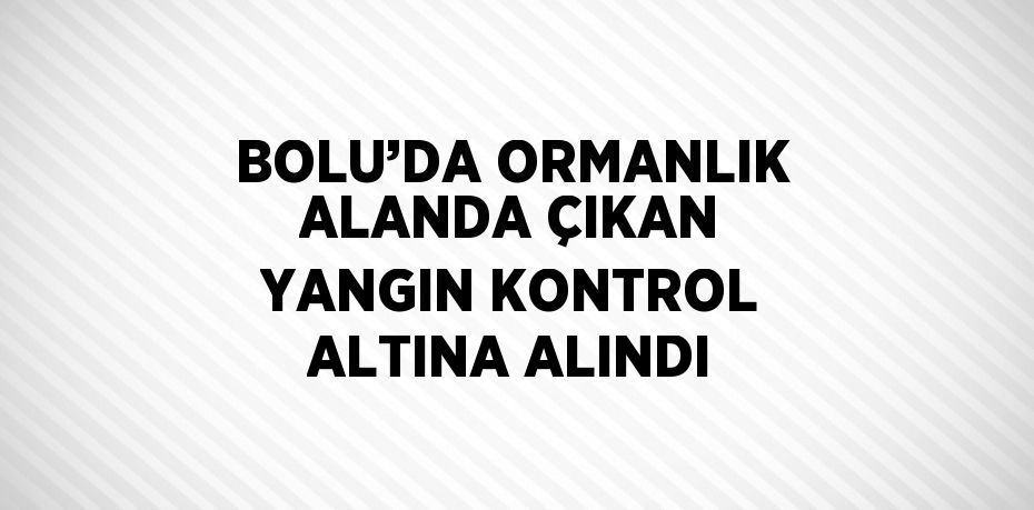 BOLU’DA ORMANLIK ALANDA ÇIKAN YANGIN KONTROL ALTINA ALINDI