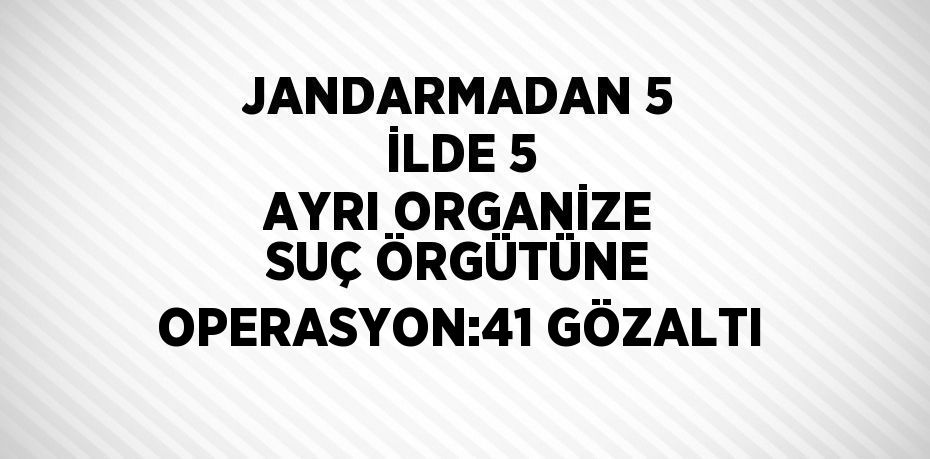 JANDARMADAN 5 İLDE 5 AYRI ORGANİZE SUÇ ÖRGÜTÜNE OPERASYON:41 GÖZALTI