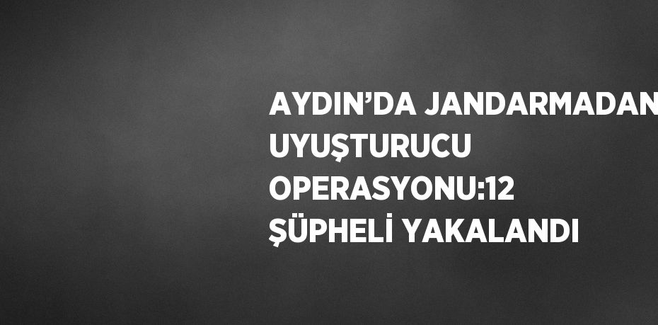 AYDIN’DA JANDARMADAN UYUŞTURUCU OPERASYONU:12 ŞÜPHELİ YAKALANDI