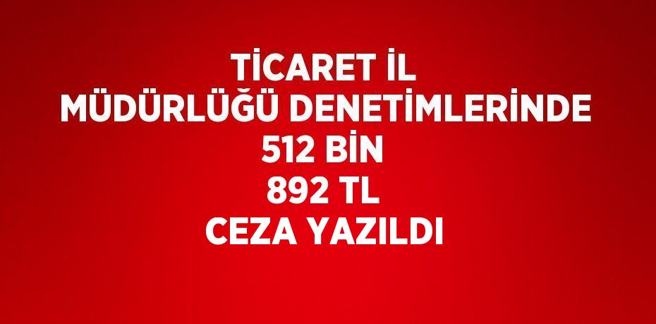 TİCARET İL MÜDÜRLÜĞÜ DENETİMLERİNDE 512 BİN 892 TL CEZA YAZILDI