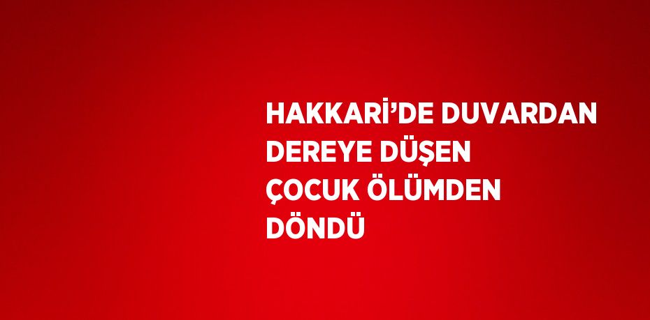 HAKKARİ’DE DUVARDAN DEREYE DÜŞEN ÇOCUK ÖLÜMDEN DÖNDÜ