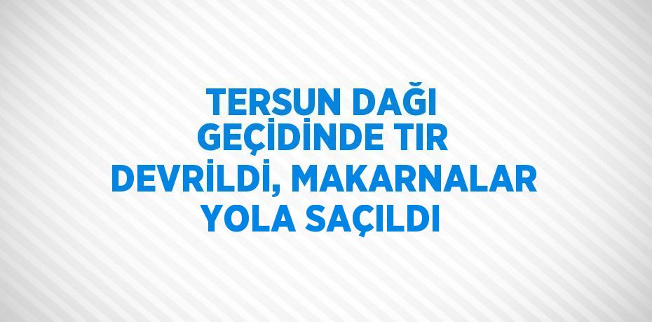 TERSUN DAĞI GEÇİDİNDE TIR DEVRİLDİ, MAKARNALAR YOLA SAÇILDI