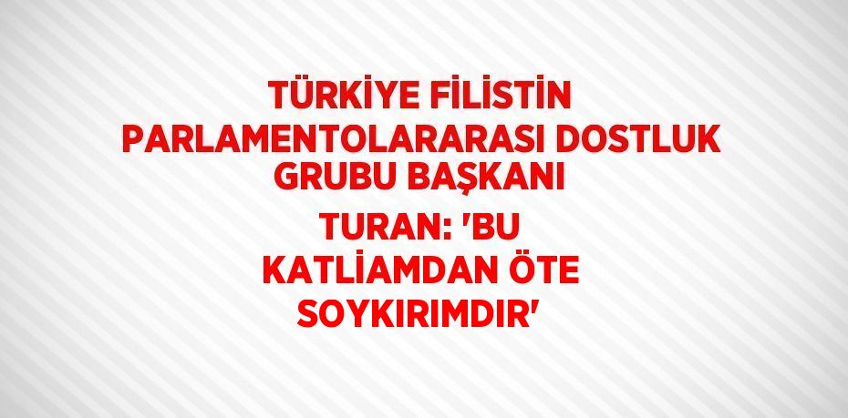 TÜRKİYE FİLİSTİN PARLAMENTOLARARASI DOSTLUK GRUBU BAŞKANI TURAN: 'BU KATLİAMDAN ÖTE SOYKIRIMDIR'