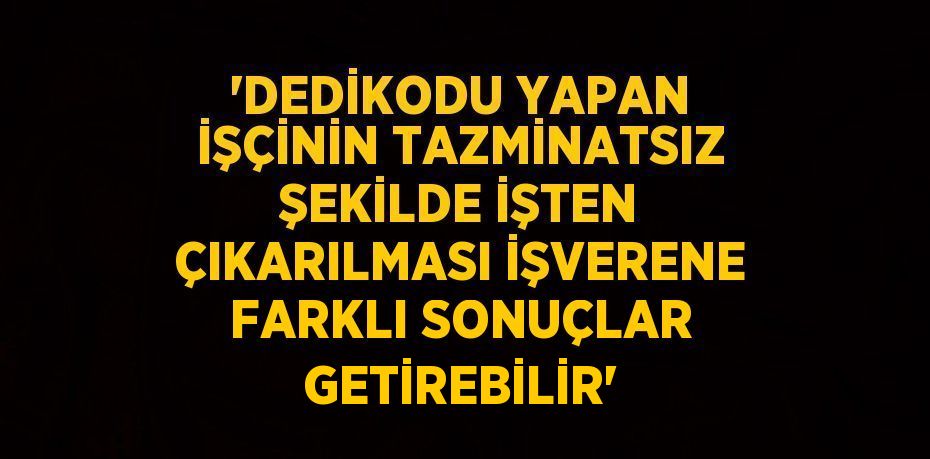 'DEDİKODU YAPAN İŞÇİNİN TAZMİNATSIZ ŞEKİLDE İŞTEN ÇIKARILMASI İŞVERENE FARKLI SONUÇLAR GETİREBİLİR'