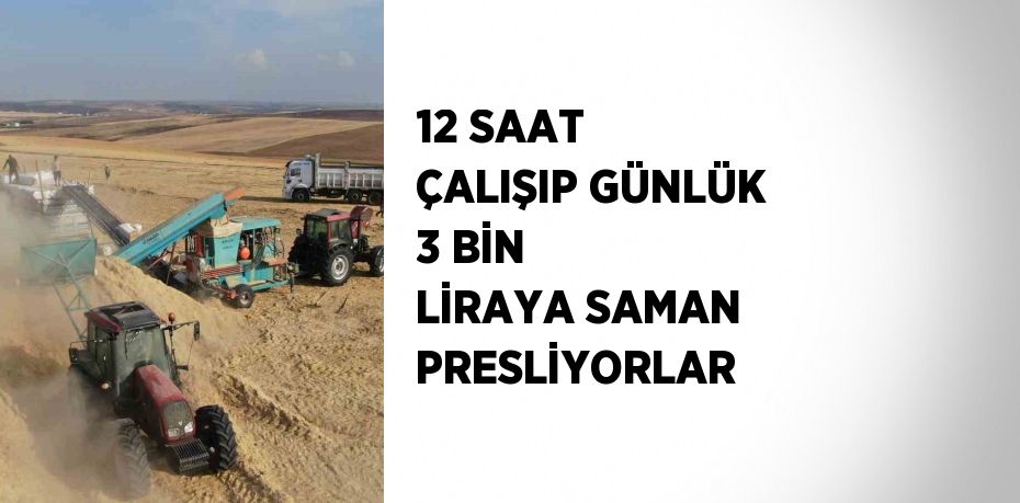 12 SAAT ÇALIŞIP GÜNLÜK 3 BİN LİRAYA SAMAN PRESLİYORLAR