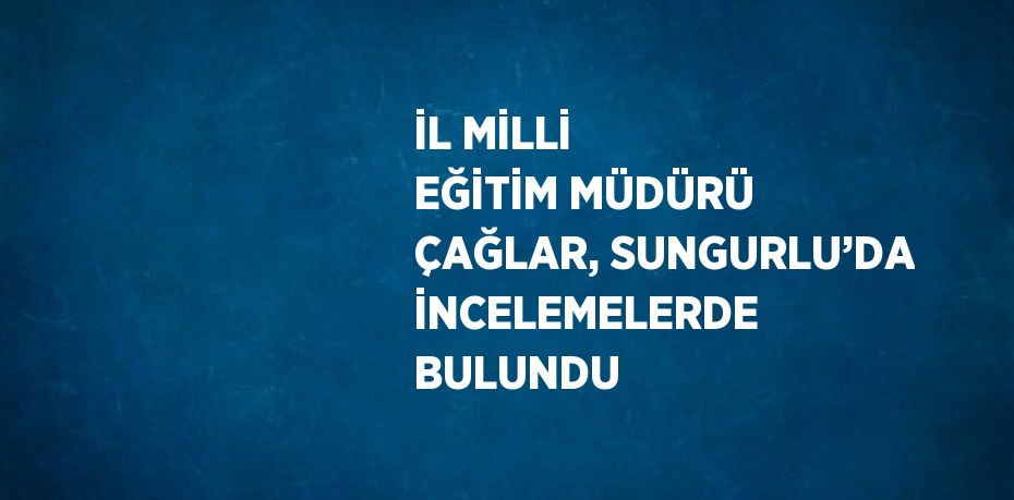 İL MİLLİ EĞİTİM MÜDÜRÜ ÇAĞLAR, SUNGURLU’DA İNCELEMELERDE BULUNDU