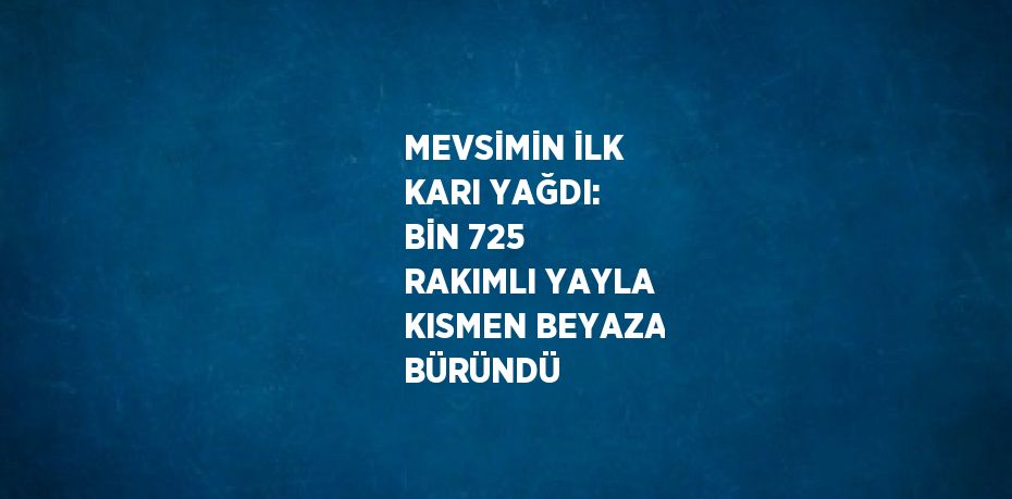 MEVSİMİN İLK KARI YAĞDI: BİN 725 RAKIMLI YAYLA KISMEN BEYAZA BÜRÜNDÜ